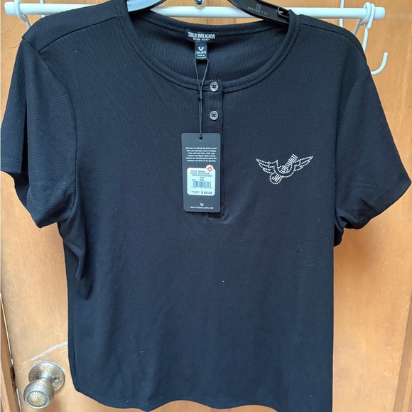 True Religion Black Short Sleeve Top - Picture 1 of 1
